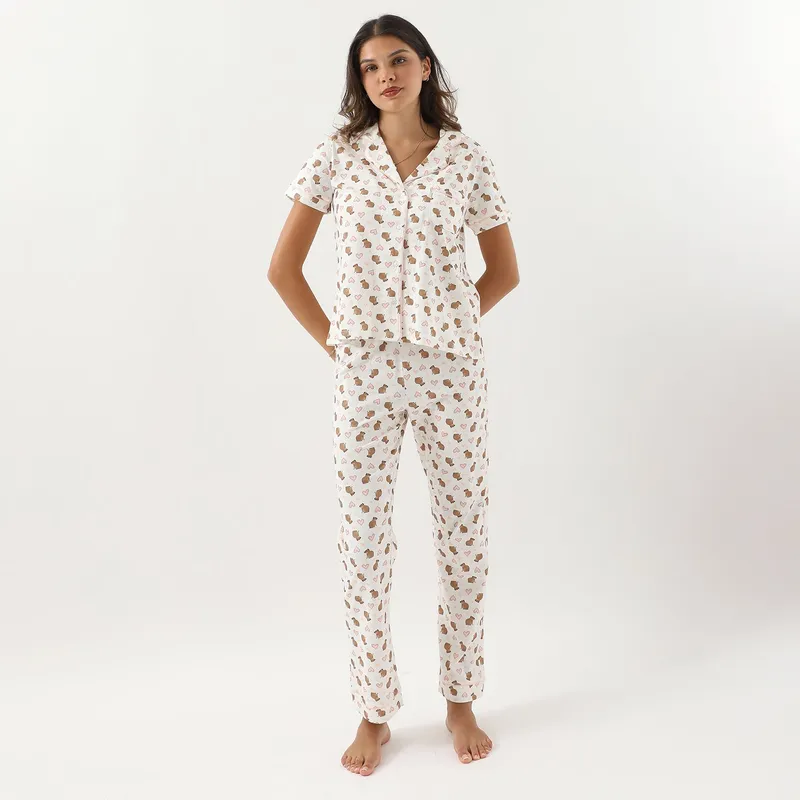 SYBILLA - Pijama Camisero Capibara Corazones