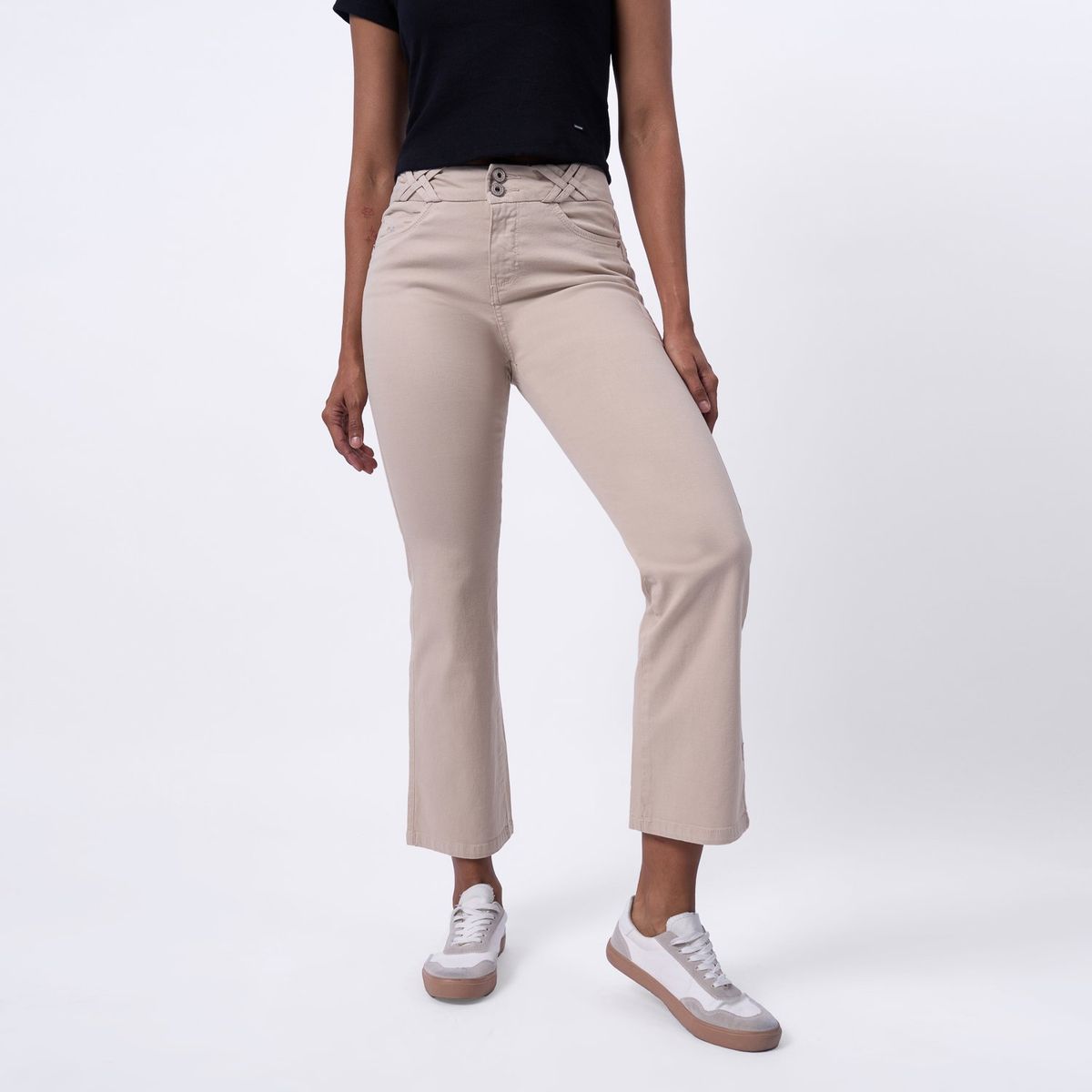 TAYSSIR - Pantalón Boot Cut Algodón Mujer Tayssir
