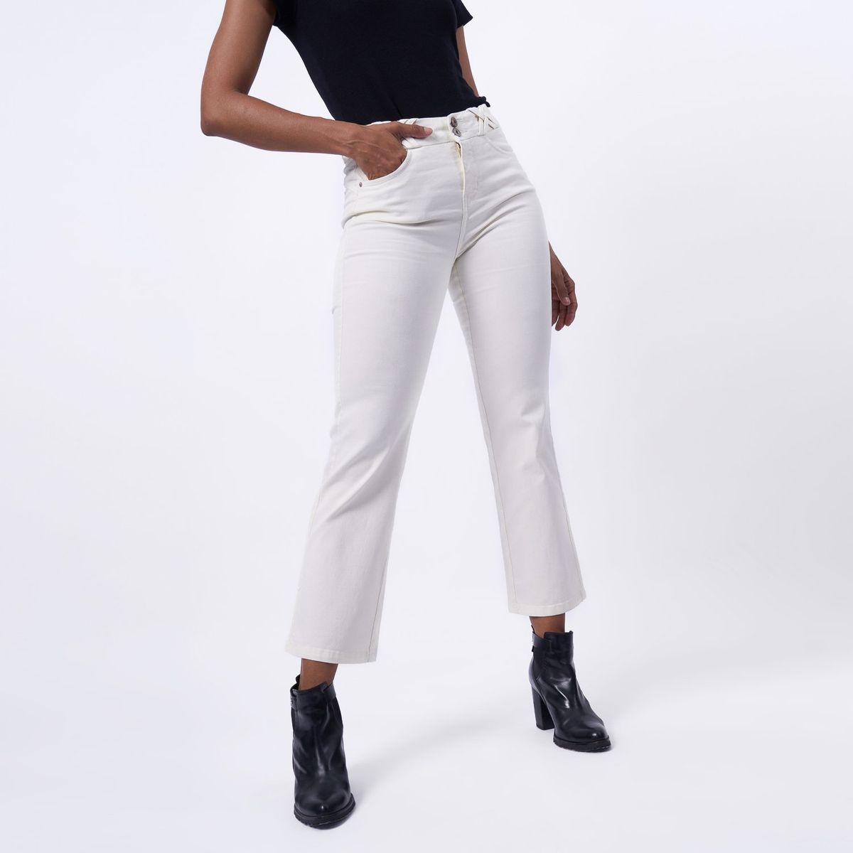 TAYSSIR - Pantalón Boot Cut Algodón Mujer Tayssir