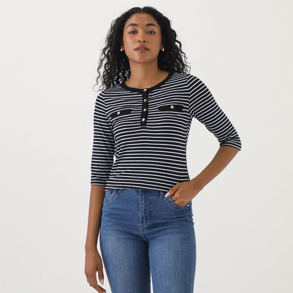 ELLE - Polo Manga Larga Casual Mujer Elle