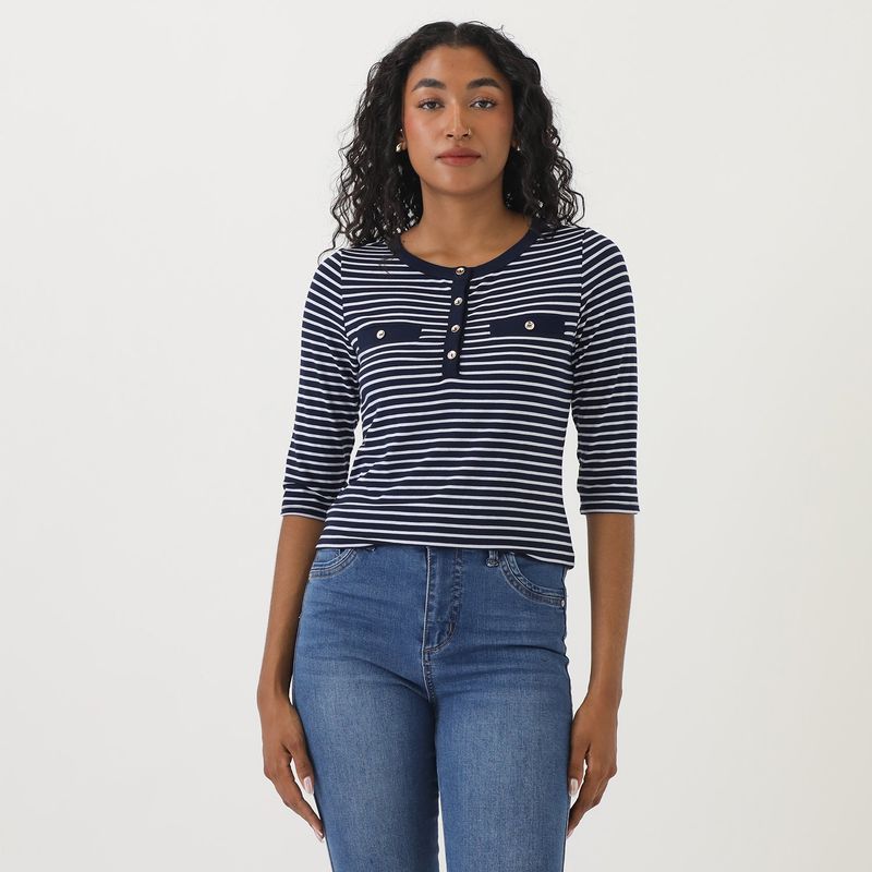 ELLE - Polo Manga Larga Casual Mujer Elle