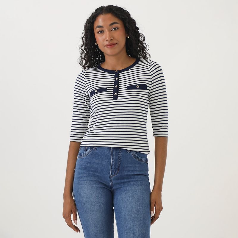 ELLE - Polo Manga Larga Casual Mujer Elle
