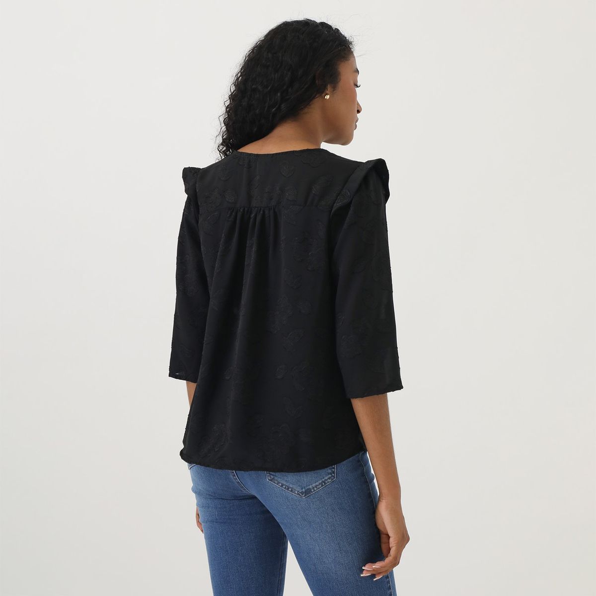 ELLE - Blusa Manga Larga Casual Mujer Elle