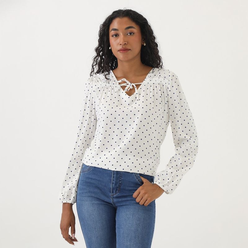 ELLE - Blusa Manga Larga Casual Mujer Elle