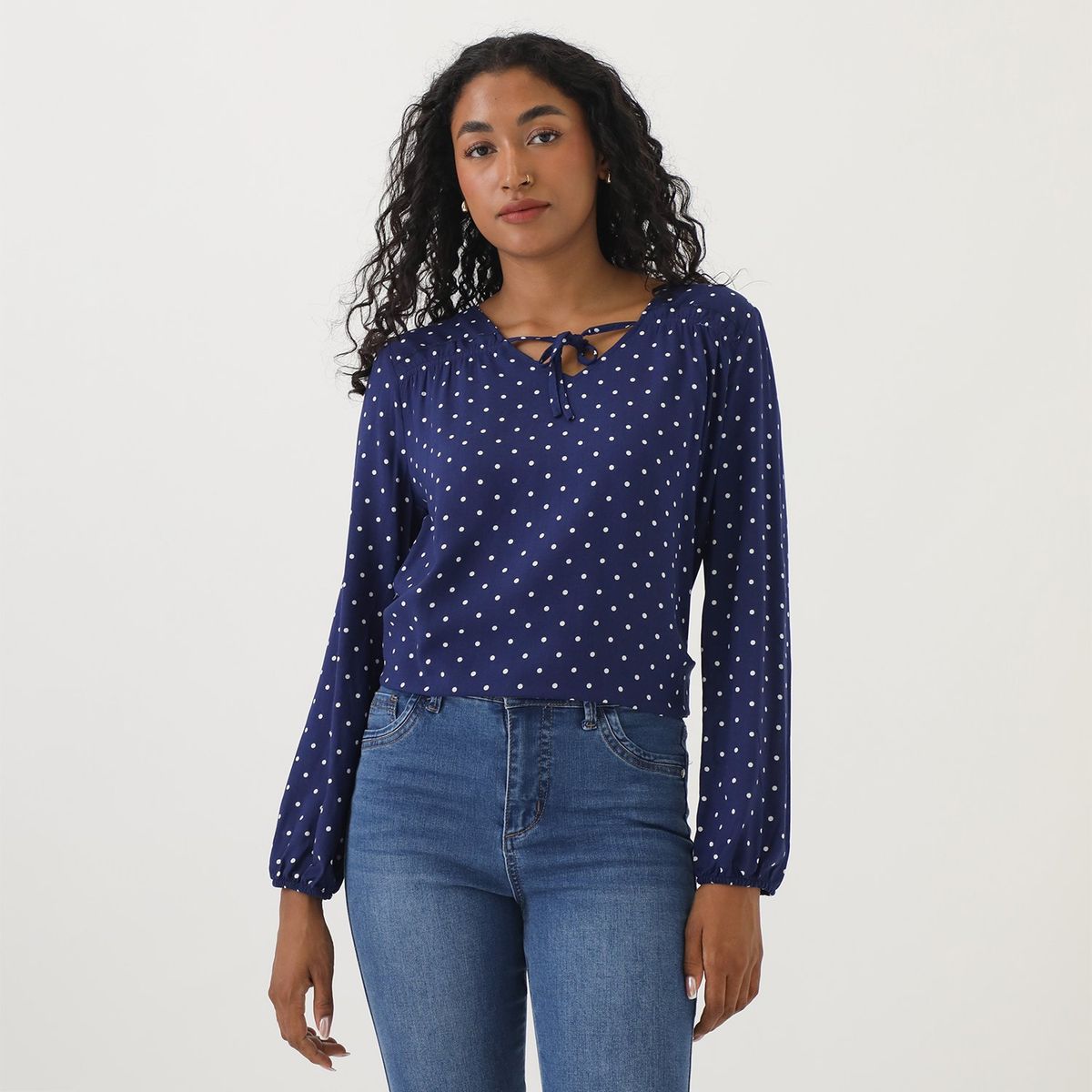 ELLE - Blusa Manga Larga Casual Mujer Elle