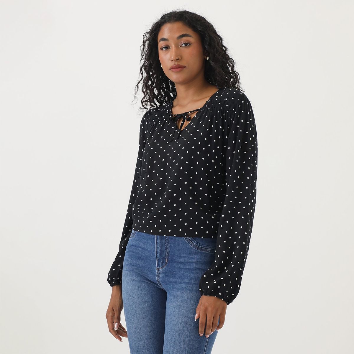 ELLE - Blusa Manga Larga Casual Mujer Elle