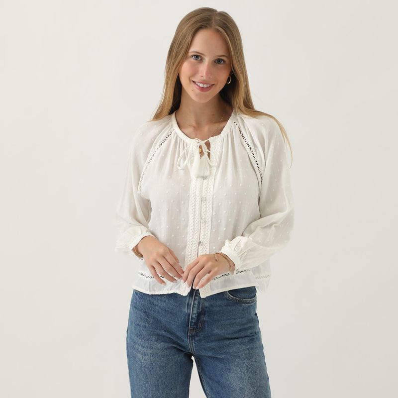 AMERICAN ABBEY - Blusa Manga Larga Casual Mujer American Abbey