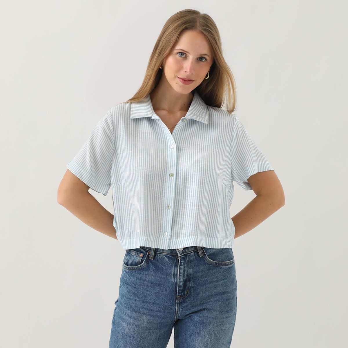 AMERICAN ABBEY - Blusa Manga Corta Casual Mujer American Abbey
