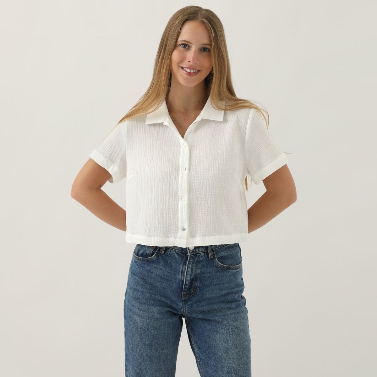 AMERICAN ABBEY - Blusa Manga Corta Casual Mujer American Abbey