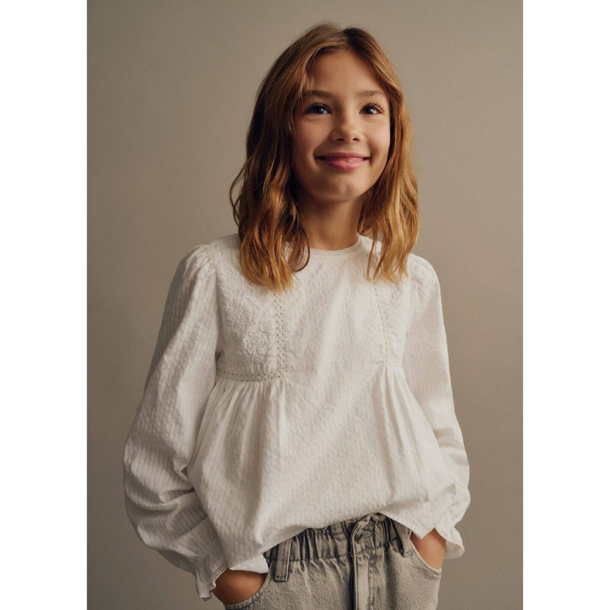 MANGO KIDS - Blusa Niña Manga Larga Algodón Mango Kids