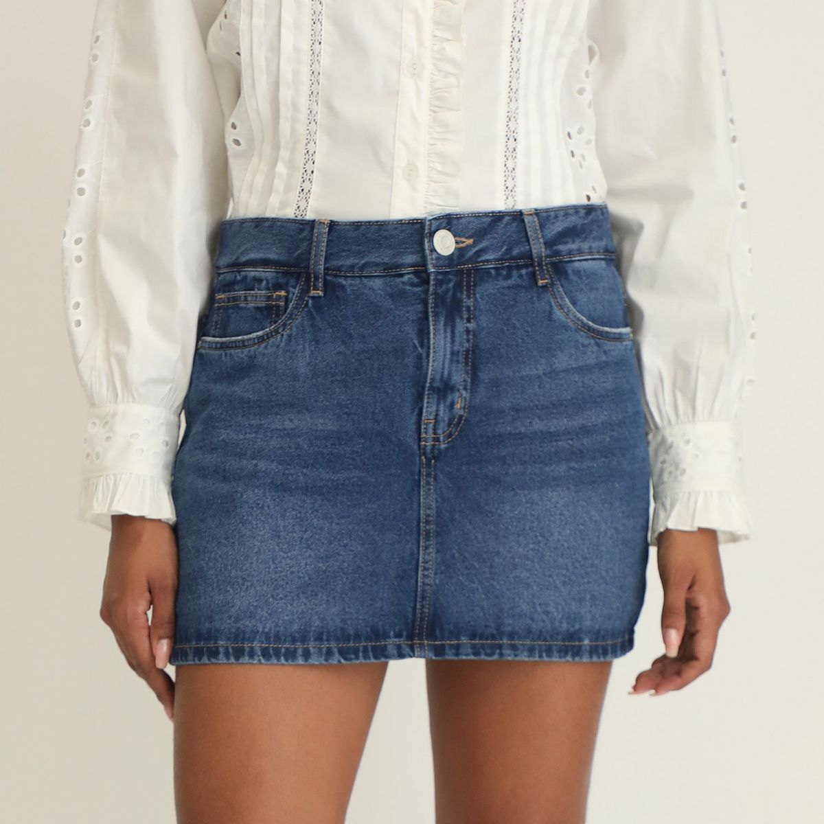 BASEMENT - Falda Short Algodón Mujer Basement