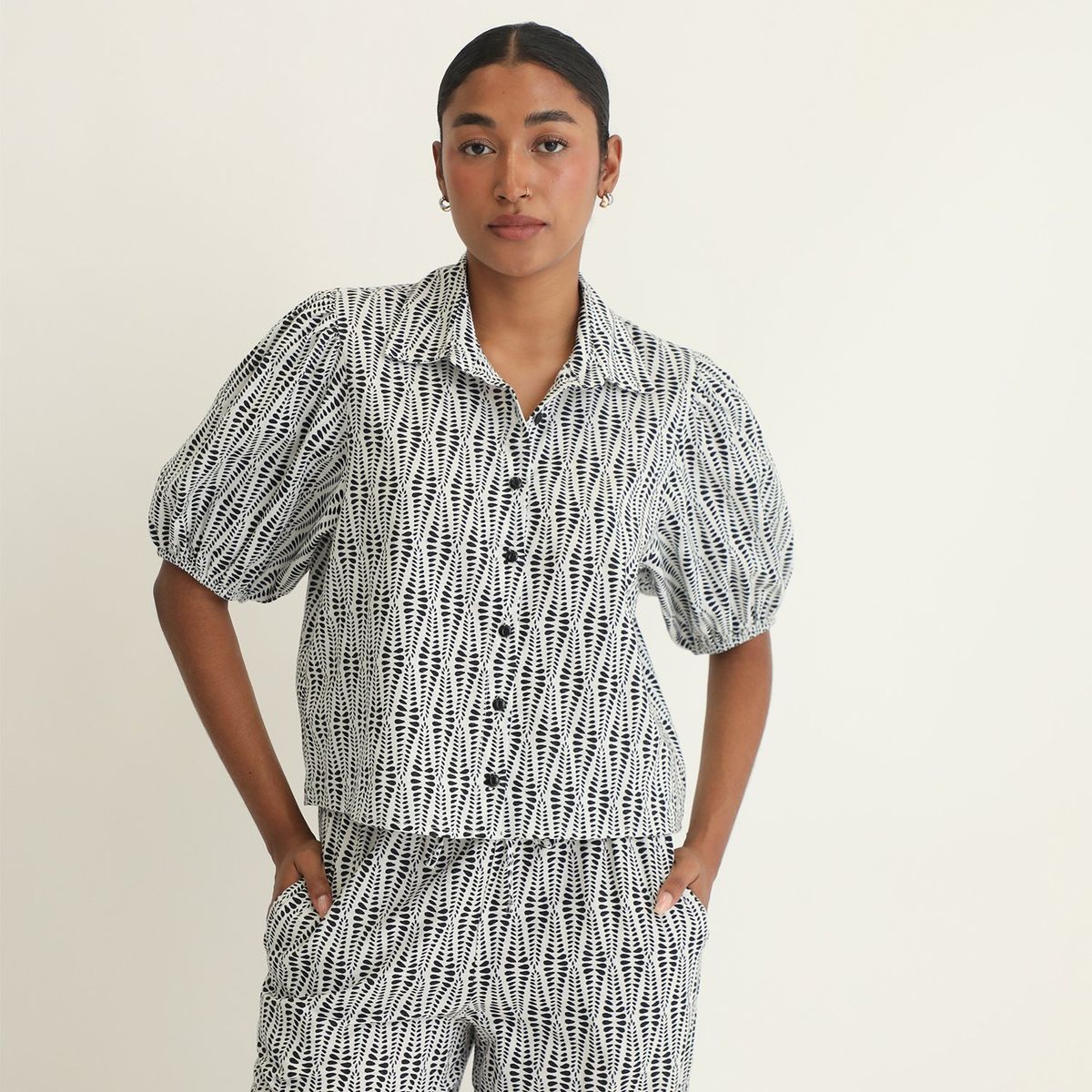 BASEMENT - Blusa Manga Corta 100% Algodón Mujer Basement