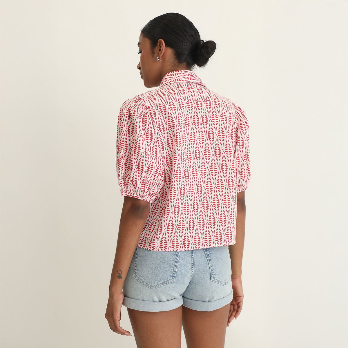 BASEMENT - Blusa Manga Corta 100% Algodón Mujer Basement