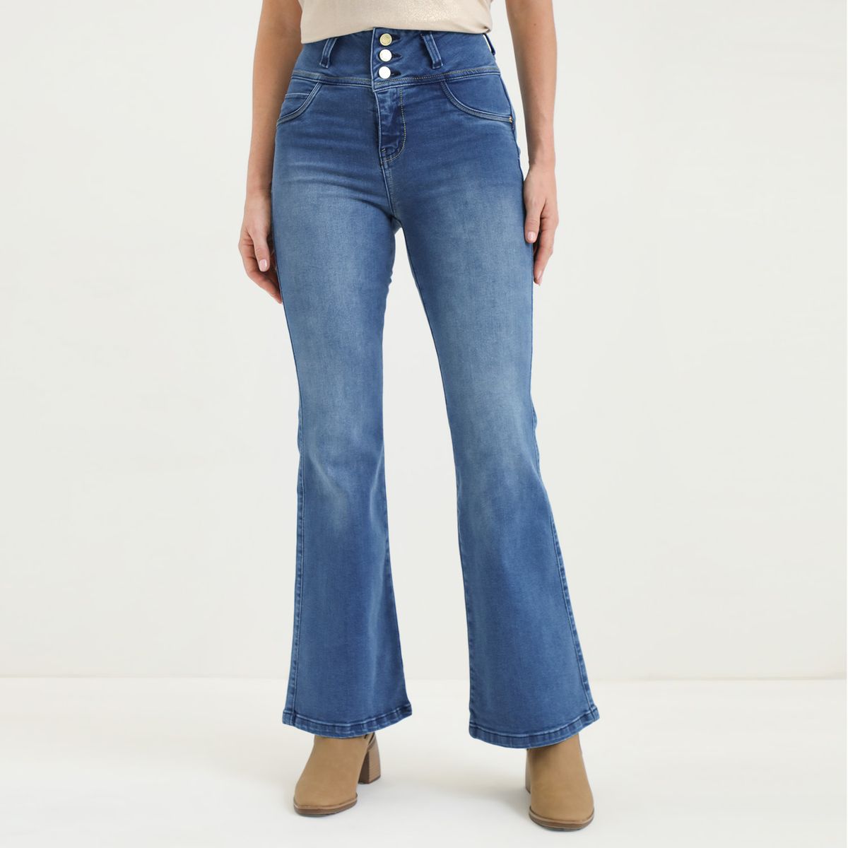 VRP BY VIVIANA RIVAS PLATA - Jean Flare Tiro Alto Mujer Vrp By Viviana Rivas Plata