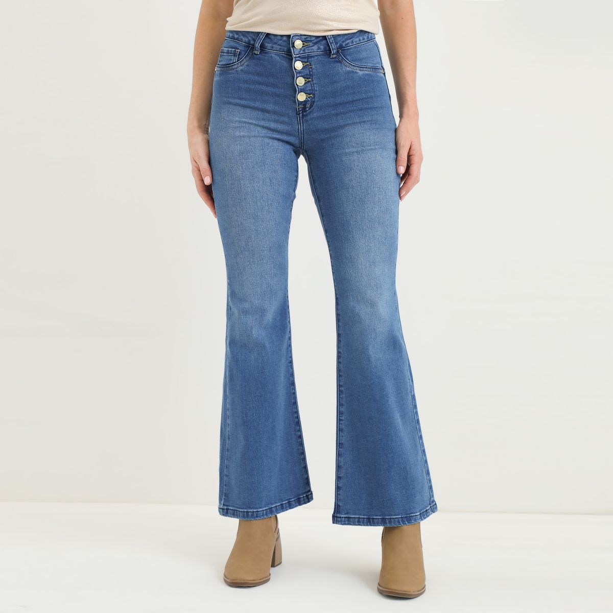 VRP BY VIVIANA RIVAS PLATA - Jean Flare Tiro Alto Mujer Vrp By Viviana Rivas Plata