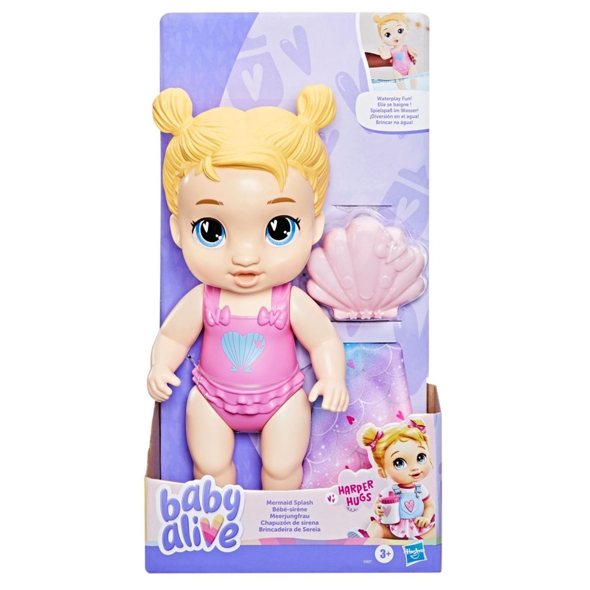 BABY ALIVE - Muñeca Baby Alive Chapuzón De Sirena Harper Hugs  .