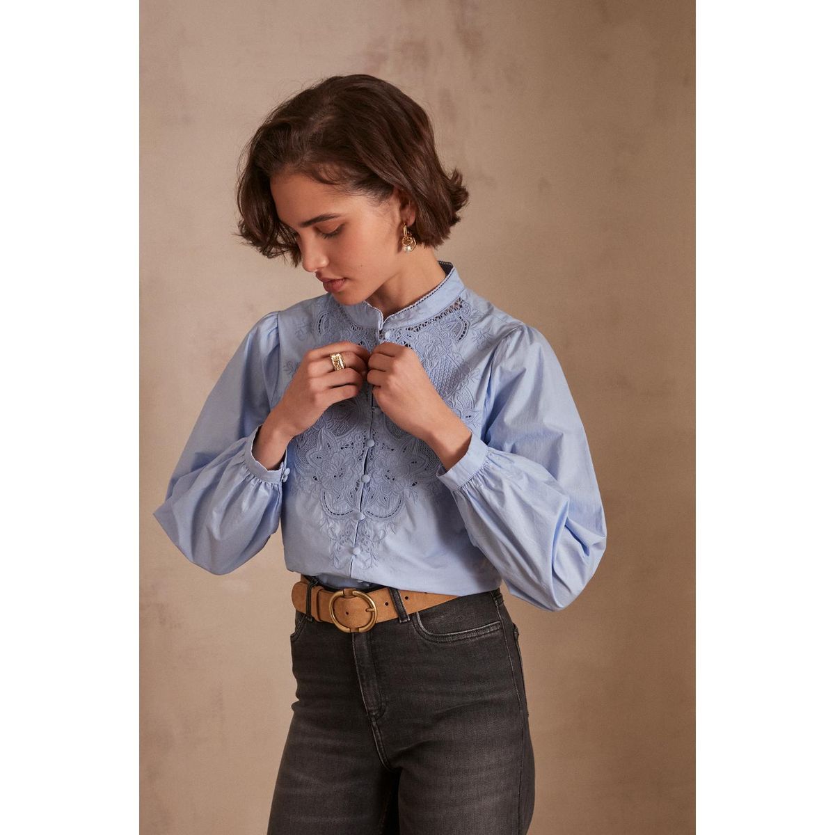 MAISON 123 - Blusa Manga Larga 100% Algodón Mujer Maison 123