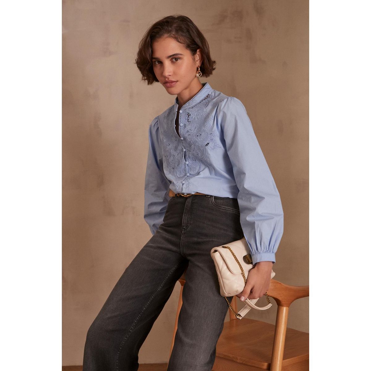 MAISON 123 - Blusa Manga Larga 100% Algodón Mujer Maison 123