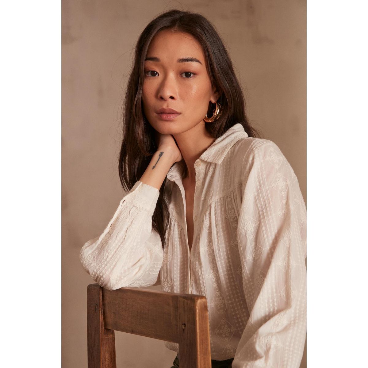 MAISON 123 - Blusa Manga Larga 100% Algodón Mujer Maison 123