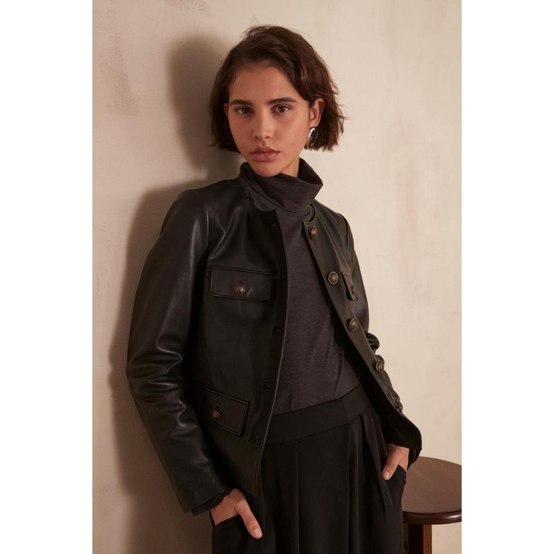 MAISON 123 - Casaca 100% Cuero Mujer Maison 123