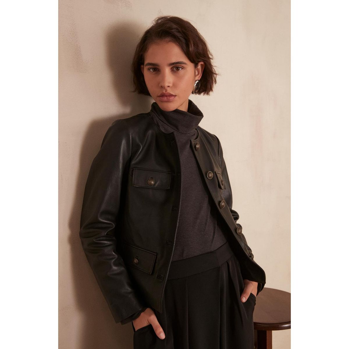 MAISON 123 - Casaca 100% Cuero Mujer Maison 123