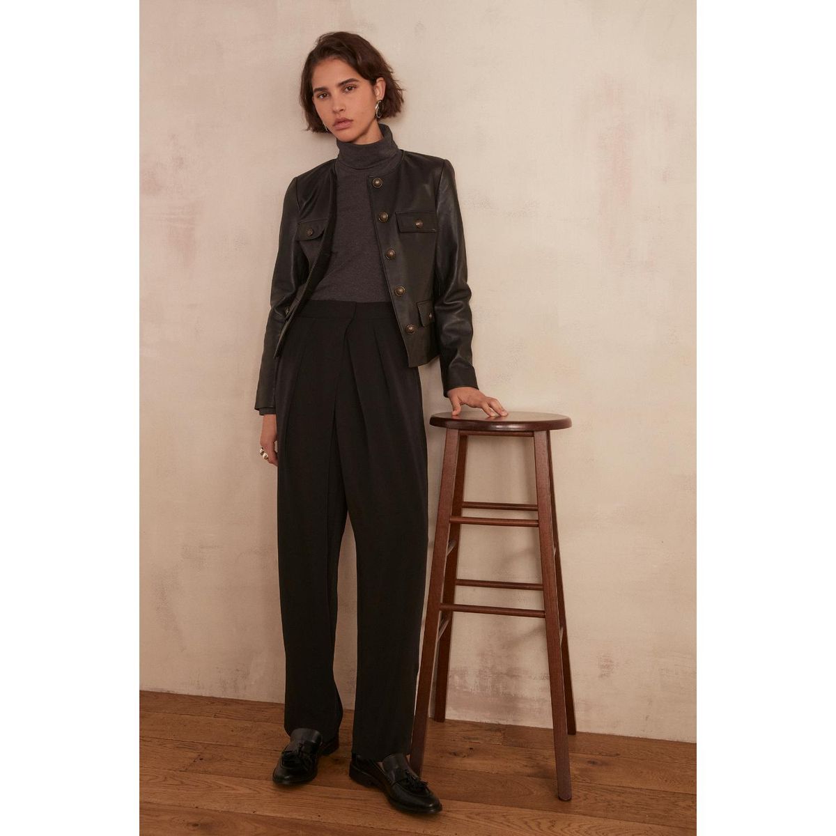 MAISON 123 - Casaca 100% Cuero Mujer Maison 123