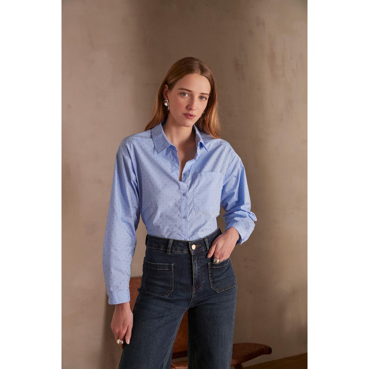 MAISON 123 - Blusa Manga Larga 100% Algodón Mujer Maison 123