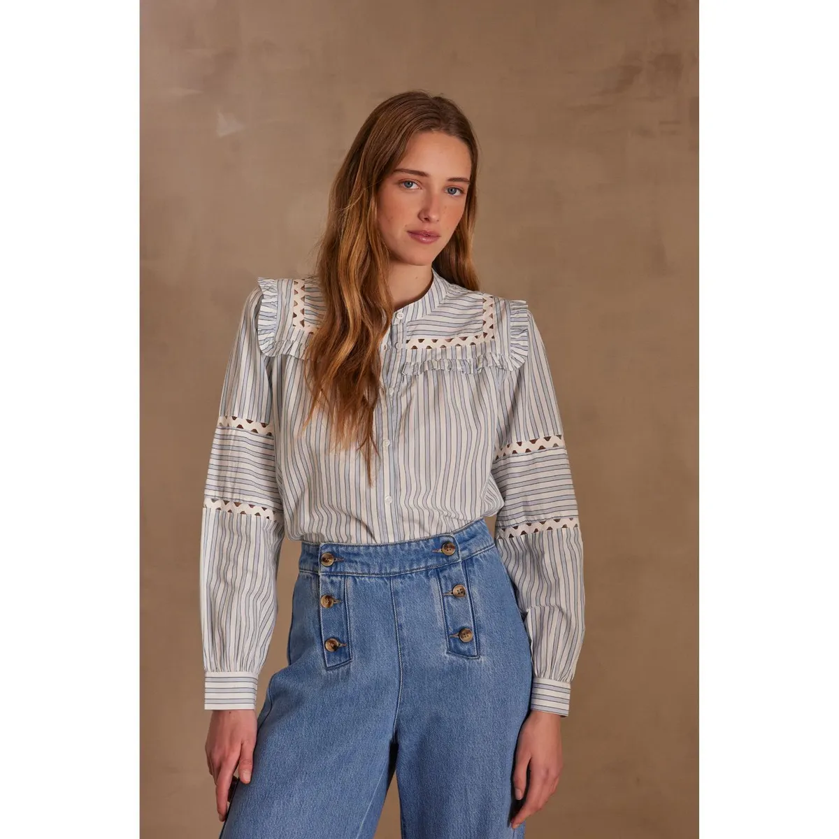 MAISON 123 - Blusa Manga Larga 100% Algodón Mujer Maison 123