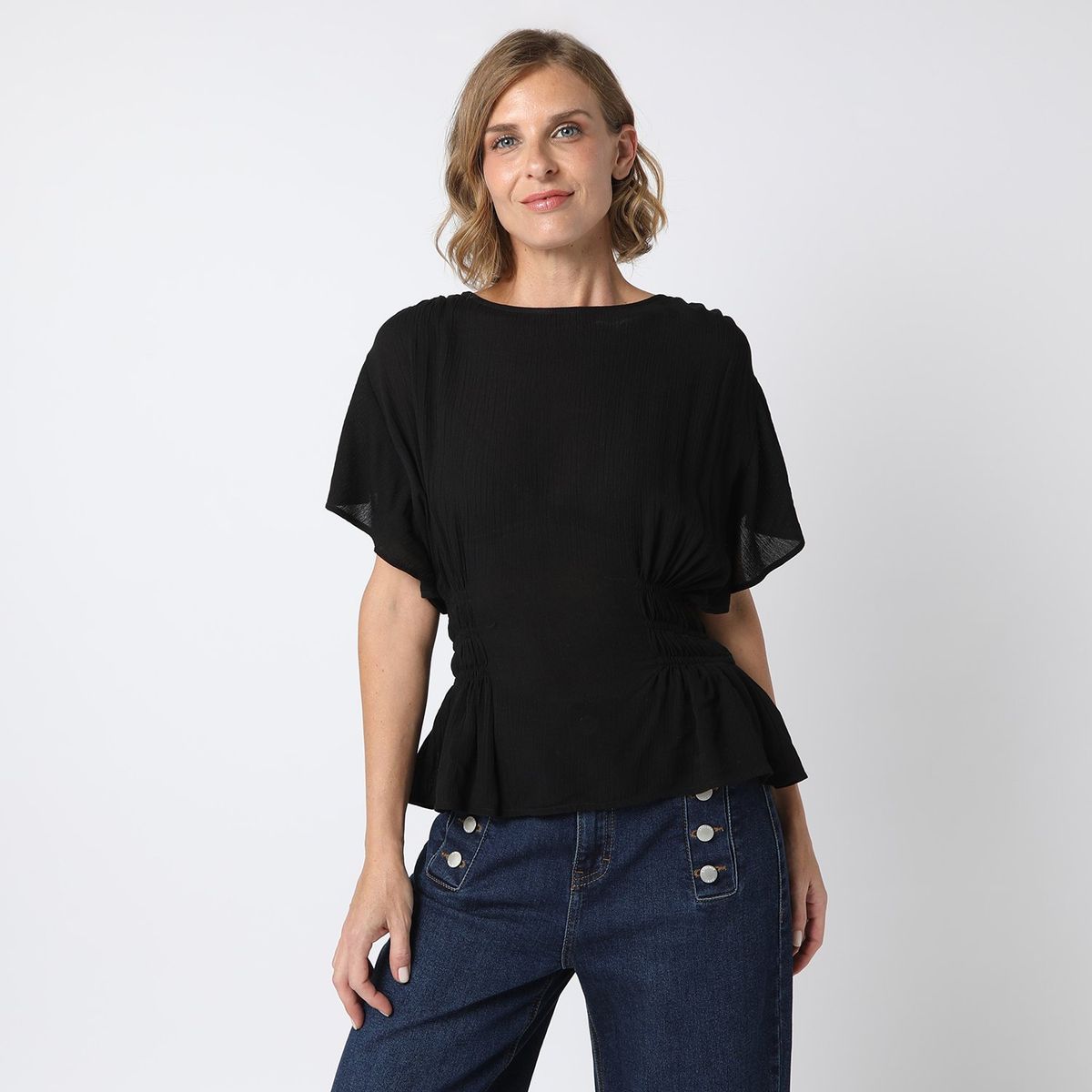 APOLOGY - Blusa Manga Corta Casual Mujer Apology x Viviana Rivas Plata
