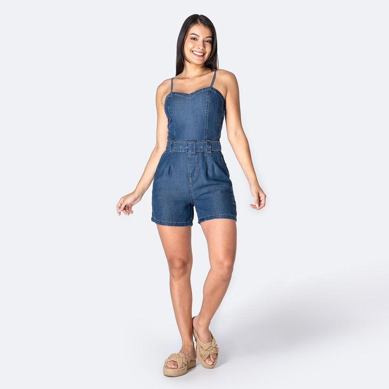 PIONIER - Enterizo Jean Corto 100% Algodón Mujer Pionier