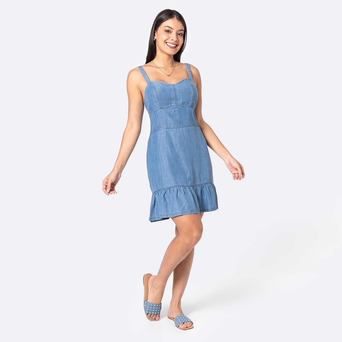 PIONIER - Vestido Jean Corto Casual Mujer Pionier