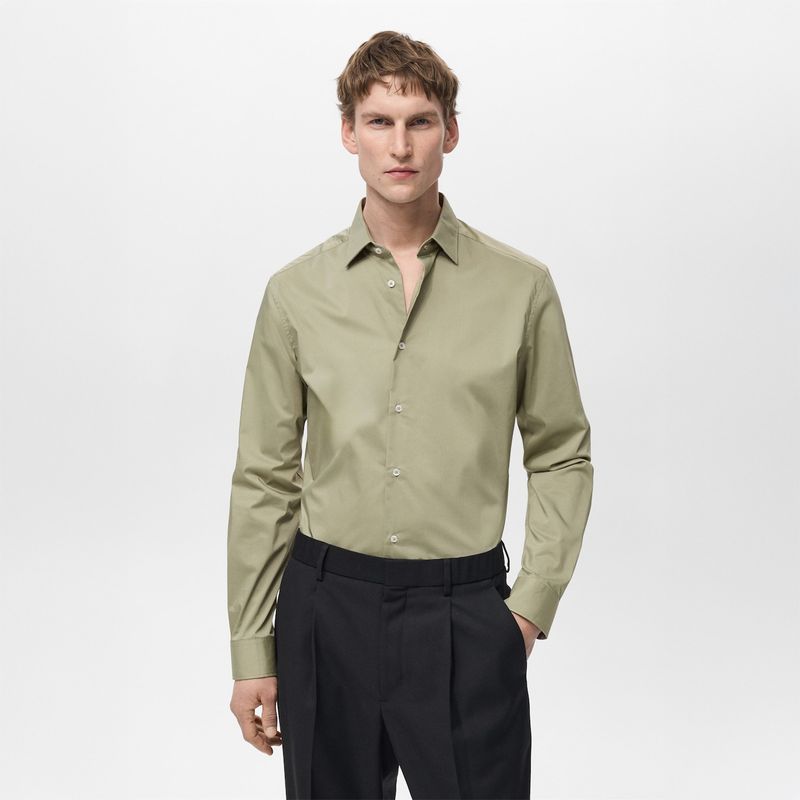 MANGO - Camisa Regular Fit Algodón Stretch Mango Man