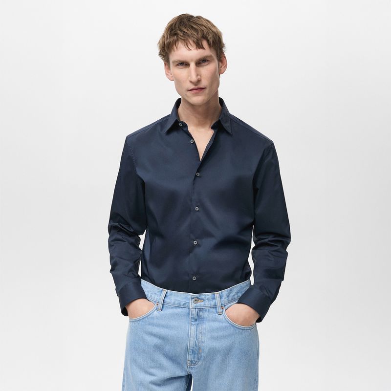 MANGO - Camisa Regular Fit Algodón Stretch Mango Man