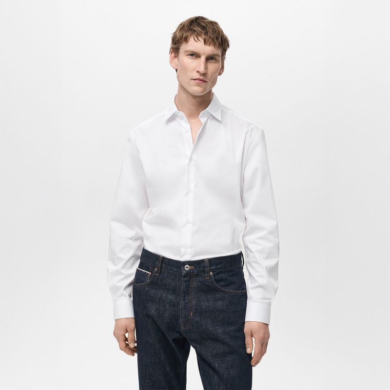 MANGO - Camisa Regular Fit Algodón Stretch Mango Man