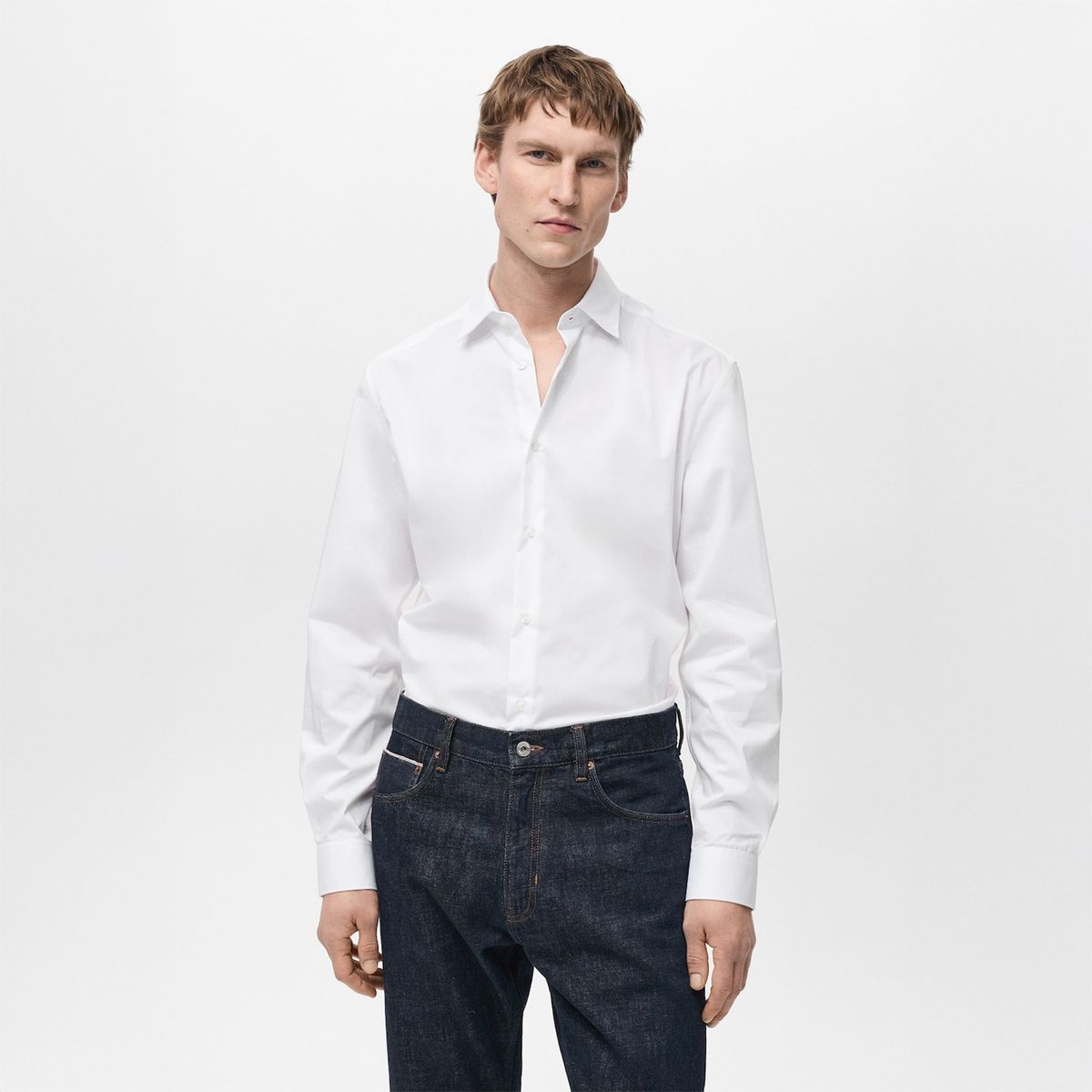 MANGO - Camisa Regular Fit Algodón Stretch Mango Man