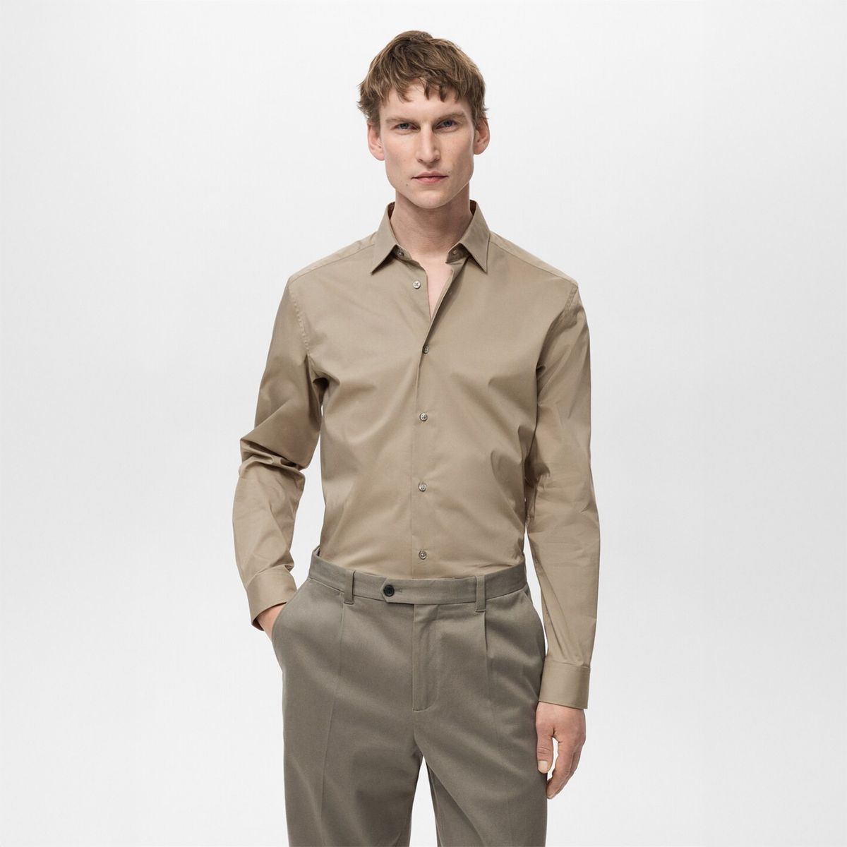 MANGO - Camisa Regular Fit Algodón Stretch Mango Man