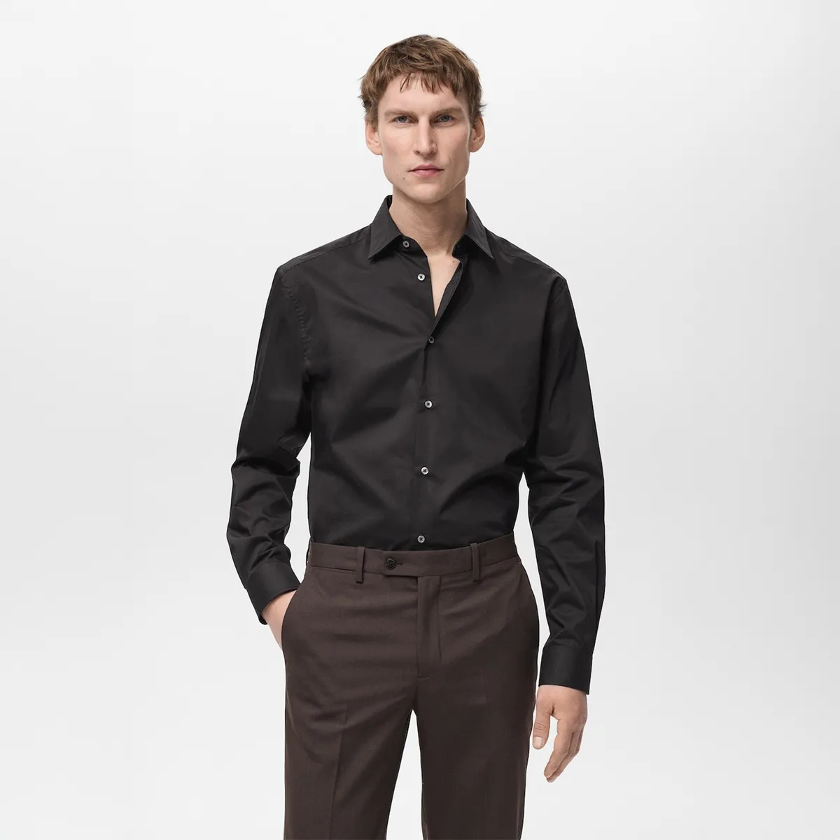 MANGO - Camisa Regular Fit Algodón Stretch Mango Man
