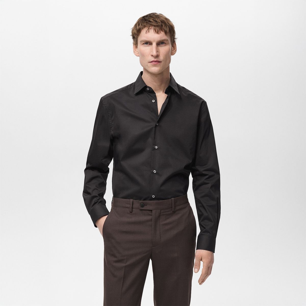 MANGO - Camisa Regular Fit Algodón Stretch Mango Man