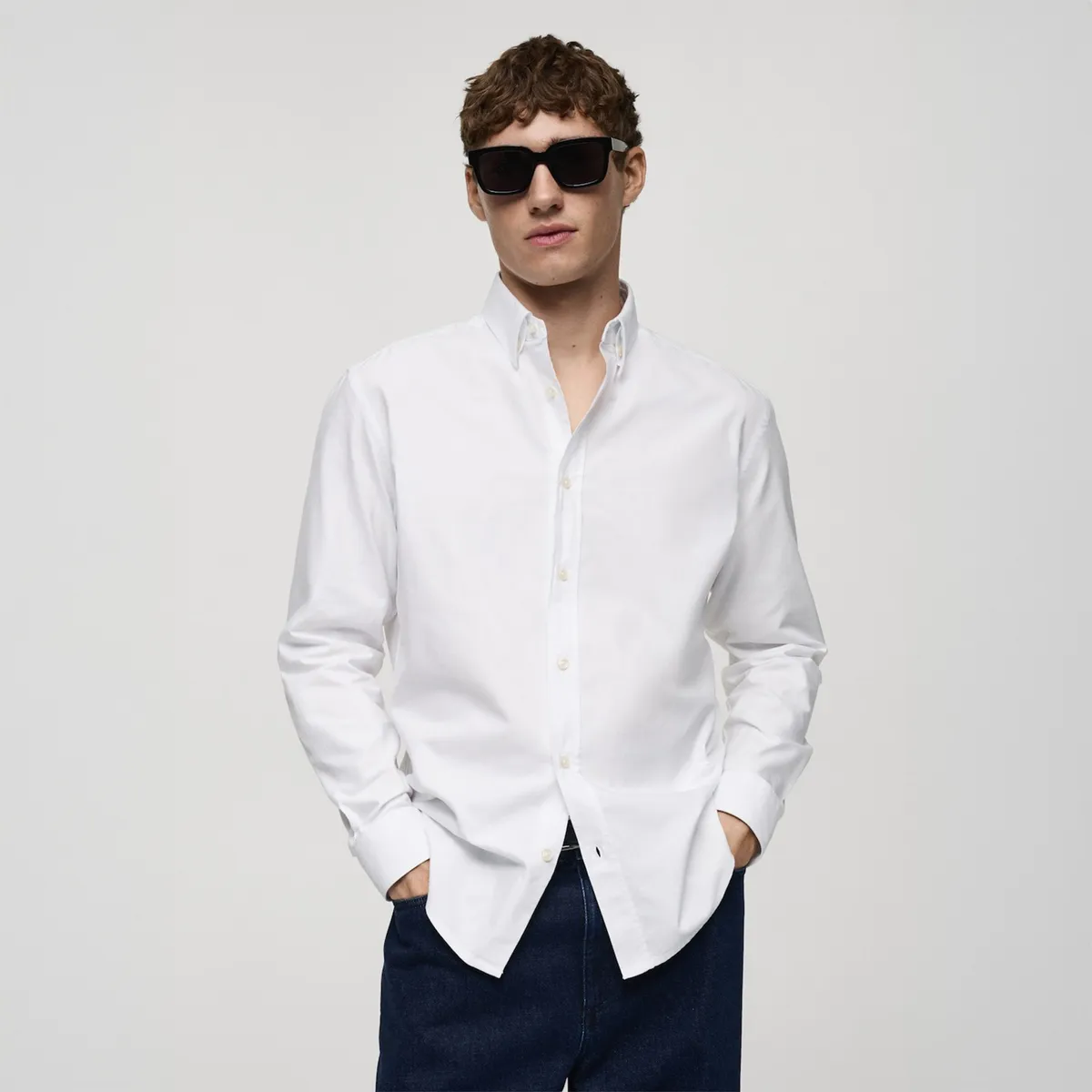 MANGO - Camisa Oxford 100% Algodón Hombre Mango Man