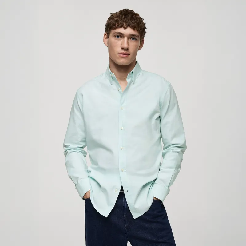 MANGO - Camisa Oxford 100% Algodón Hombre Mango Man