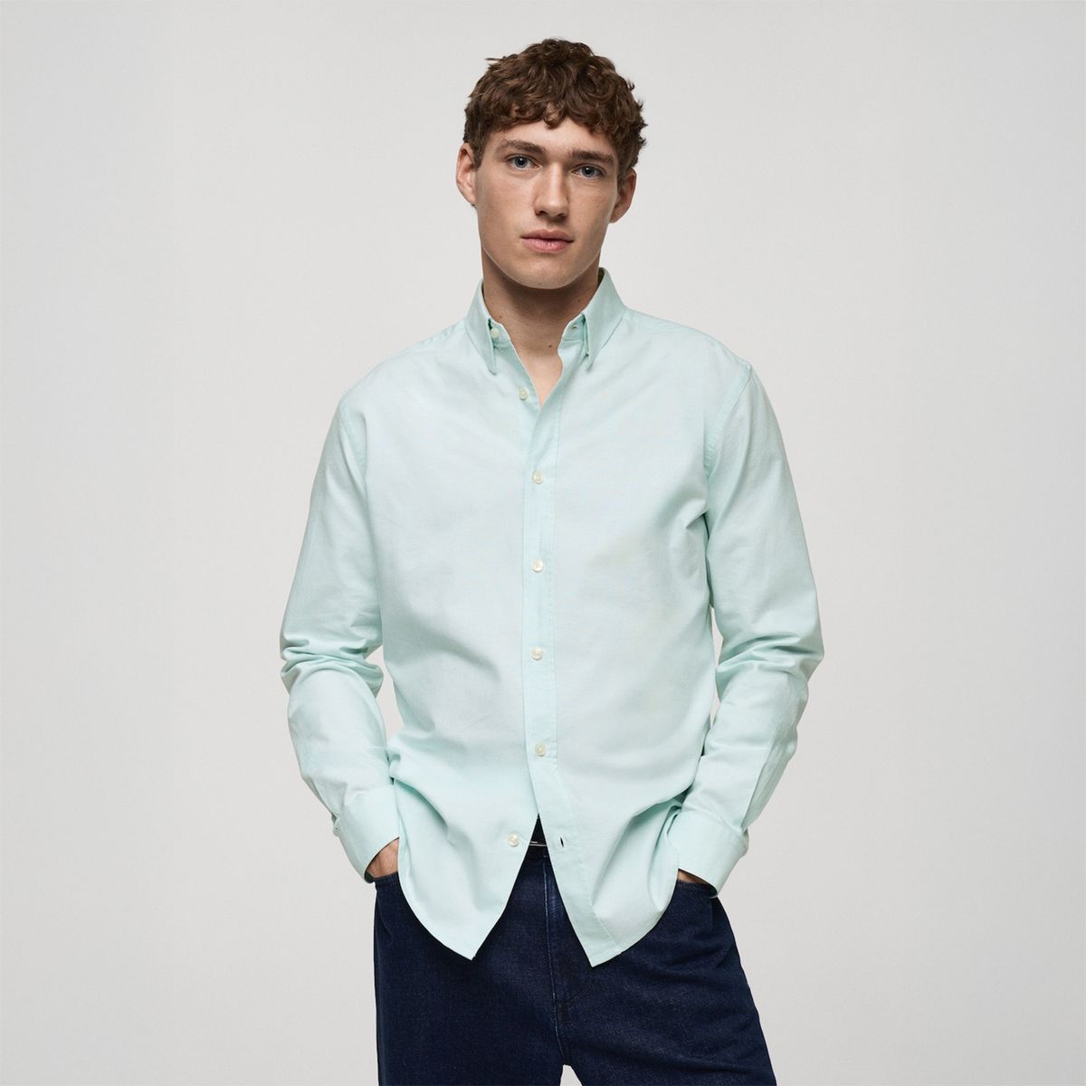 MANGO - Camisa Oxford 100% Algodón Hombre Mango Man