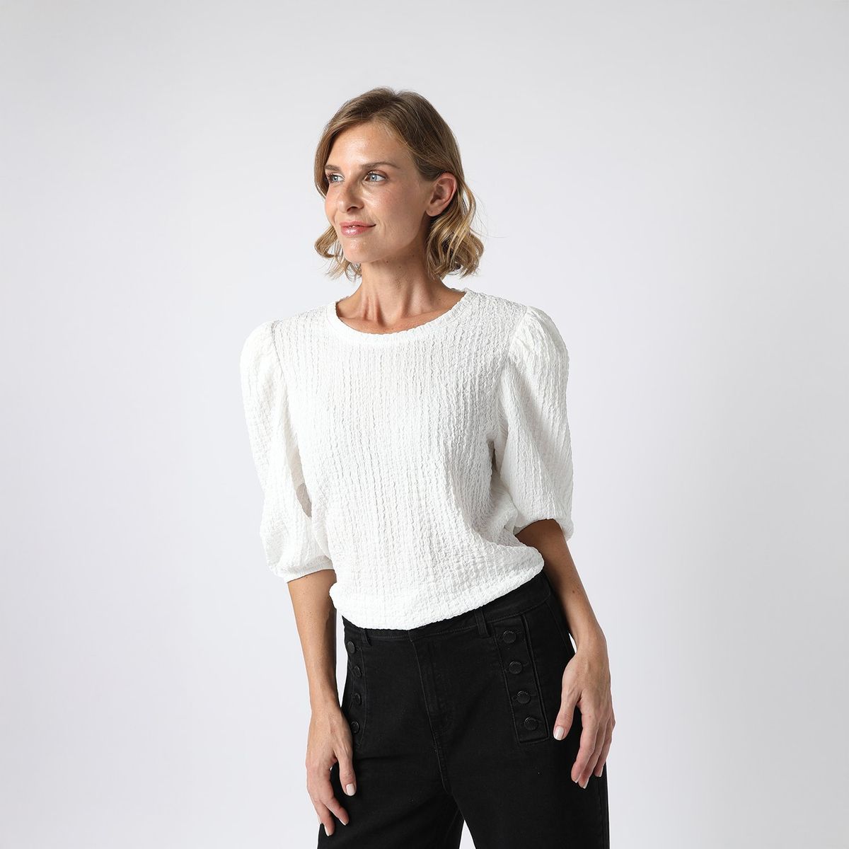 APOLOGY - Blusa Manga Corta Casual Mujer Apology x Viviana Rivas Plata