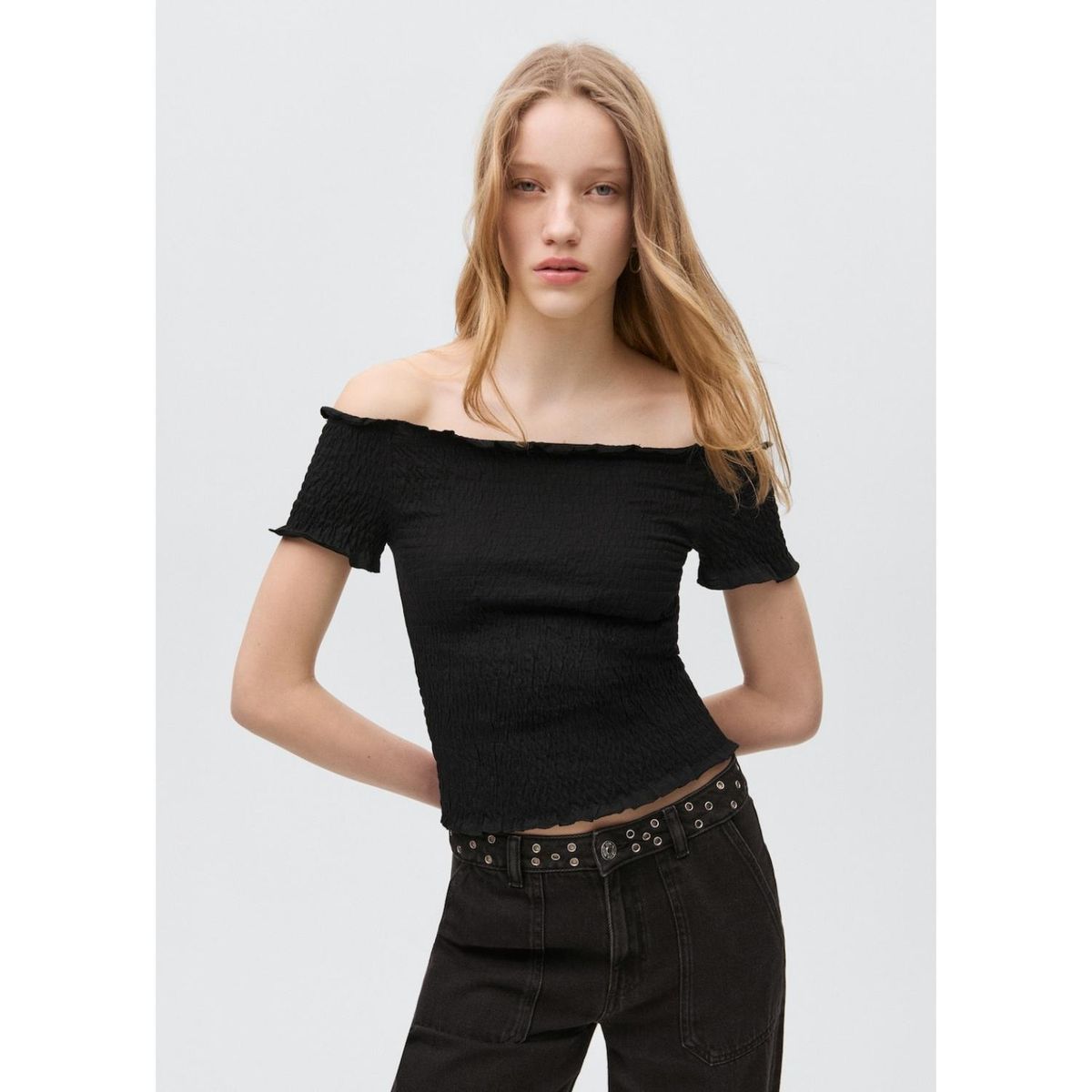 MANGO TEEN - Top Manga Corta 100% Algodón Mujer Mango Teen