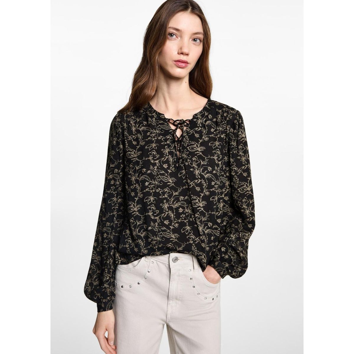 MANGO TEEN - Blusa Manga Larga Casual Mujer Mango Teen