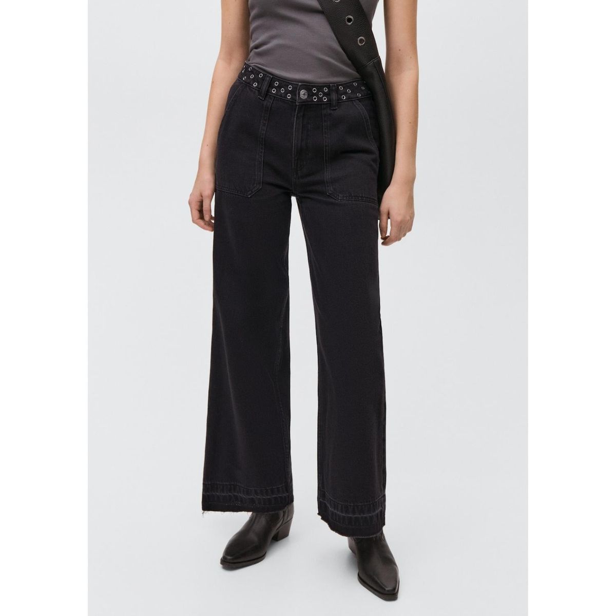MANGO TEEN - Jean Wide Leg Tiro Alto Mujer Mango Teen.