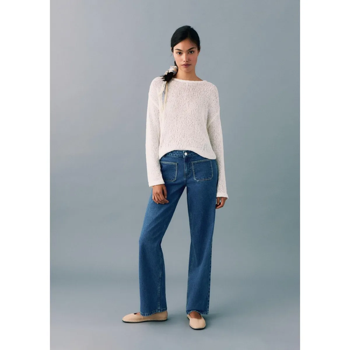 MANGO TEEN - Jean Straight Tiro Alto Mujer Mango Teen