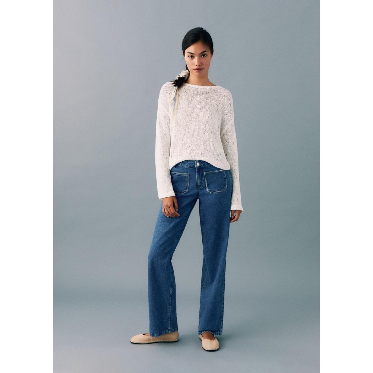 MANGO TEEN - Jean Straight Tiro Alto Mujer Mango Teen