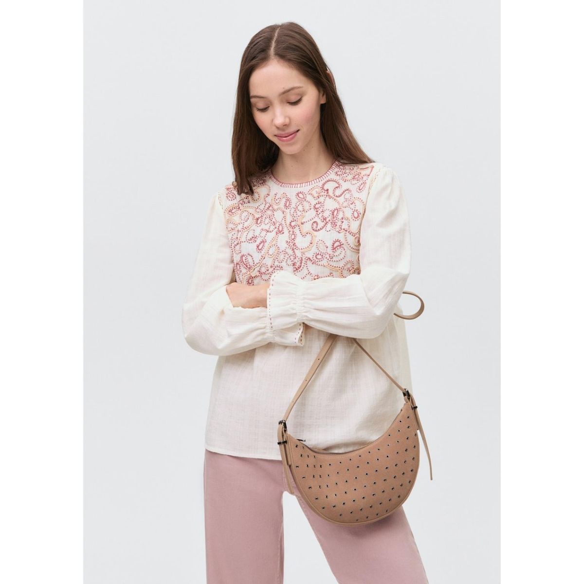 MANGO TEEN - Blusa Manga Larga 100% Algodón Mujer Mango Teen