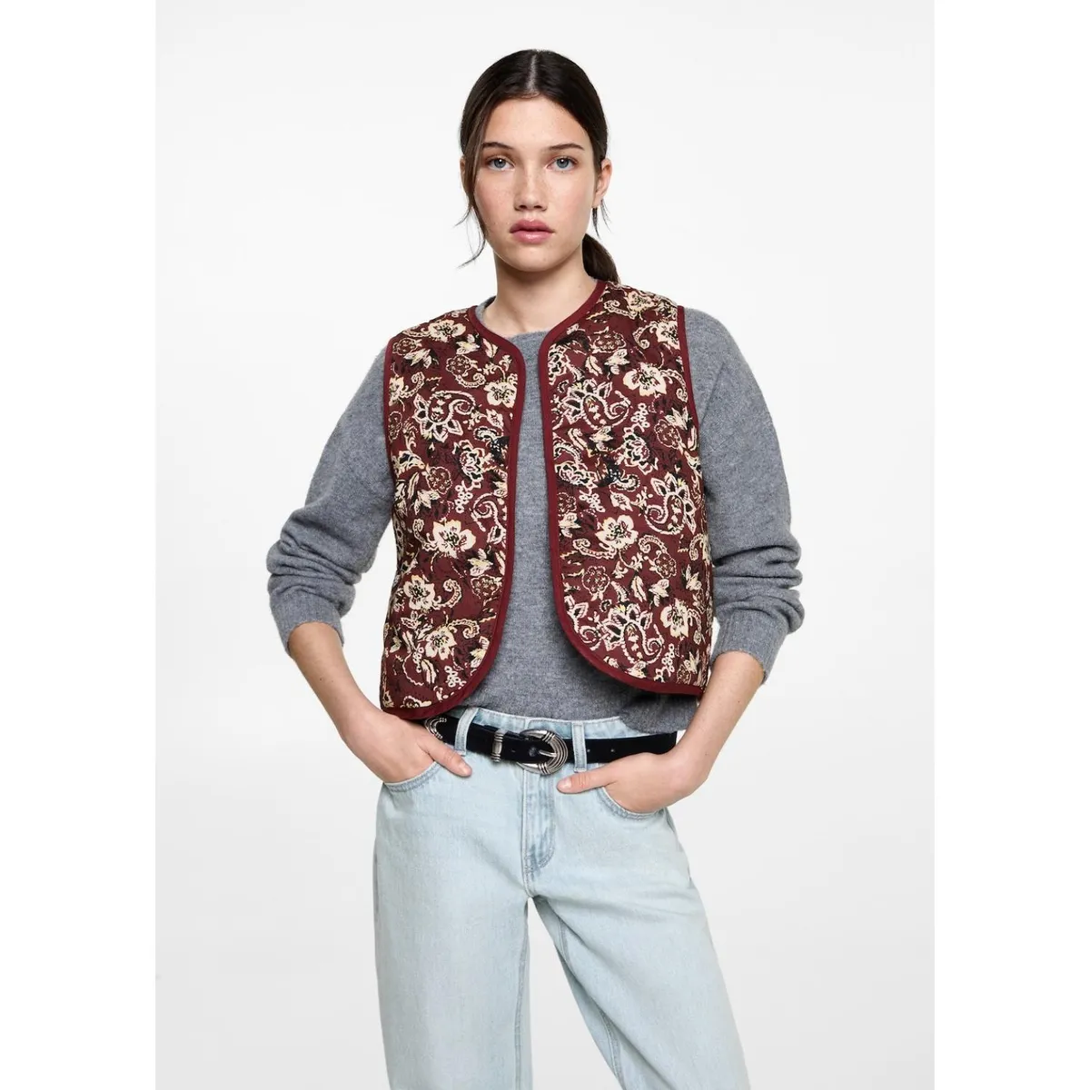 MANGO TEEN - Chaleco 100% Algodón Mujer Mango Teen