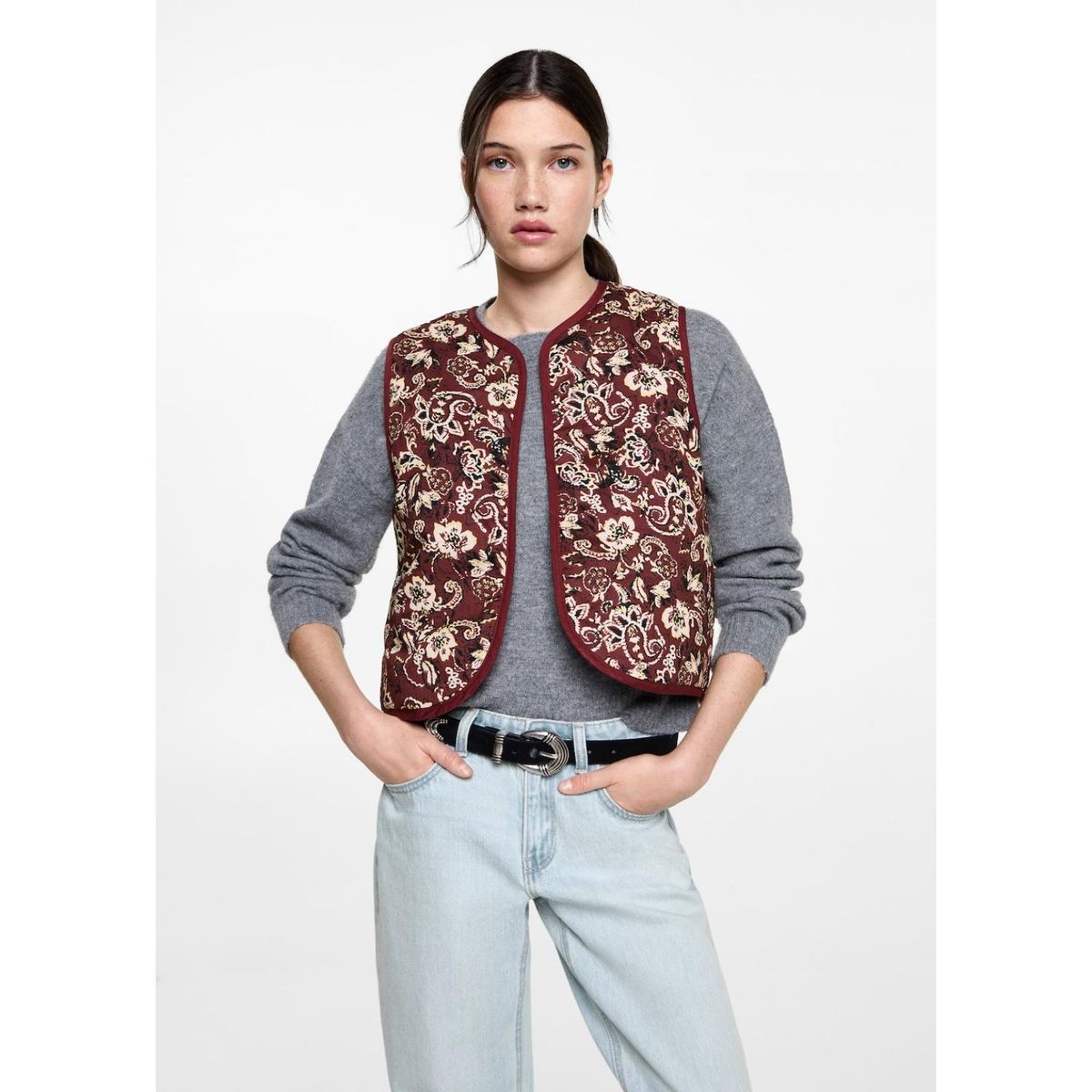 MANGO TEEN - Chaleco 100% Algodón Mujer Mango Teen